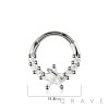 316L SURGICAL STEEL MULTI ROUND CZ STAR RING SEPTUM HINGED SEGMENT HOOP RING